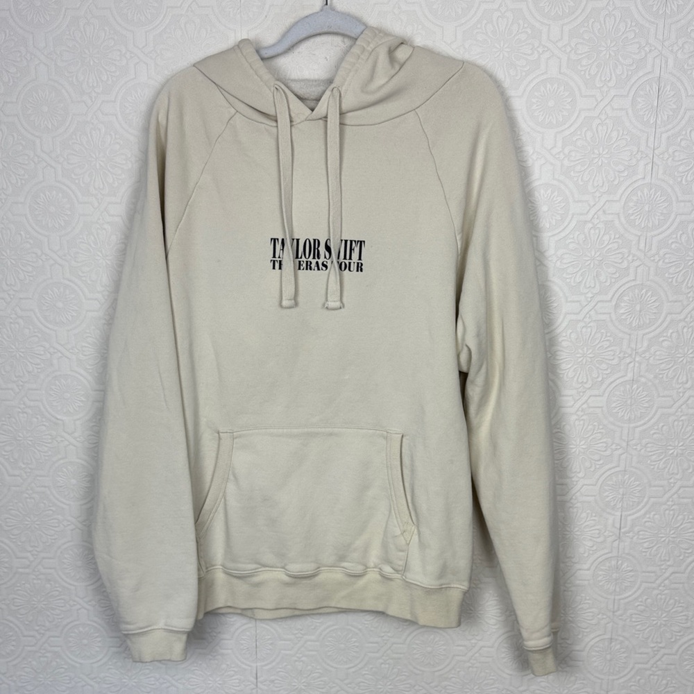 Taylor Swift The Eras Tour Hoodie Cream Graphic Sweatshirt Size Large
